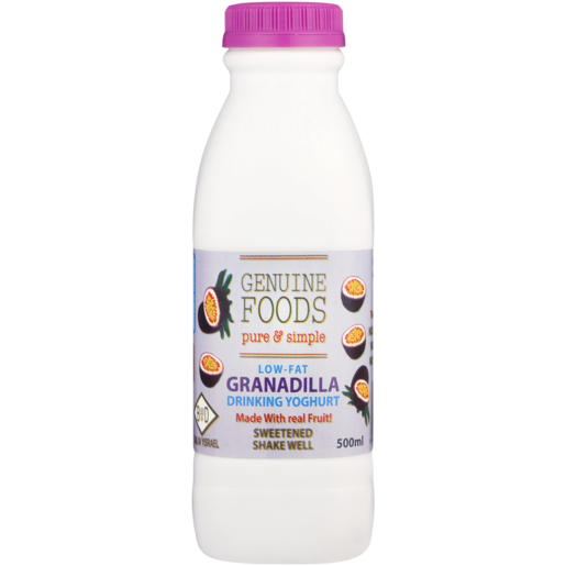 Genuine Foods Granadilla Flavoured Low-Fat Drinking Yoghurt 500ml