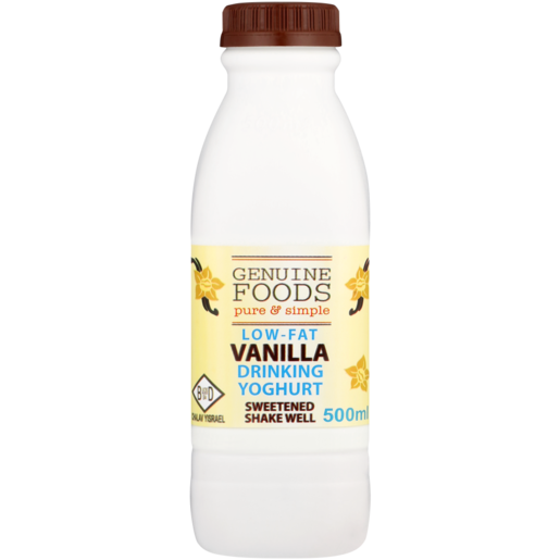 Genuine Foods Vanilla Flavoured Low-Fat Drinking Yoghurt 500ml