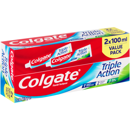 Colgate Triple Action Original Mint Toothpaste 2 x 100ml