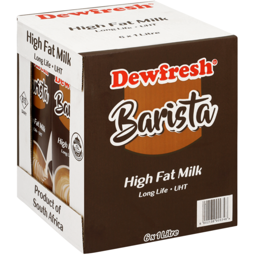 Dewfresh Barista High Fat Milk Long Life UHT 6 x 1L