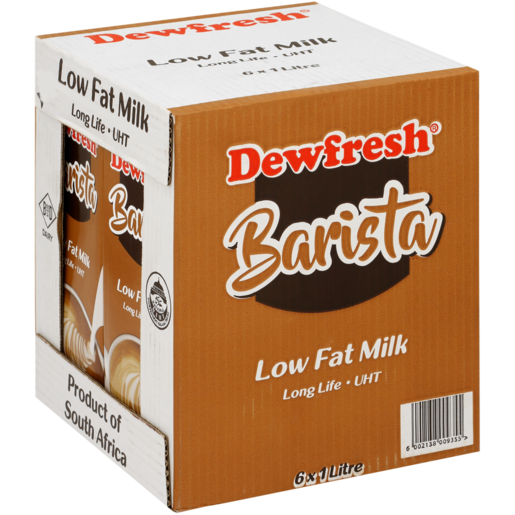 Dewfresh Barista Low Fat Milk Long Life UHT 6 x 1L