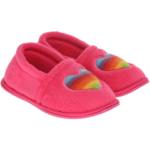 Girls Pink Slippers Heart With Stokie Size 10-12