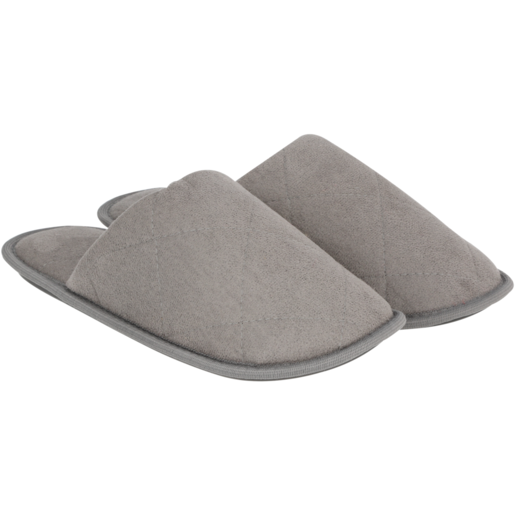 Mens Grey Quilt Slippers Size 6 - 11