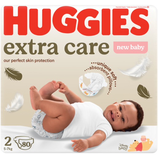 Huggies Extra Care Size 2 Diapers 80 Pack (5-7kg)