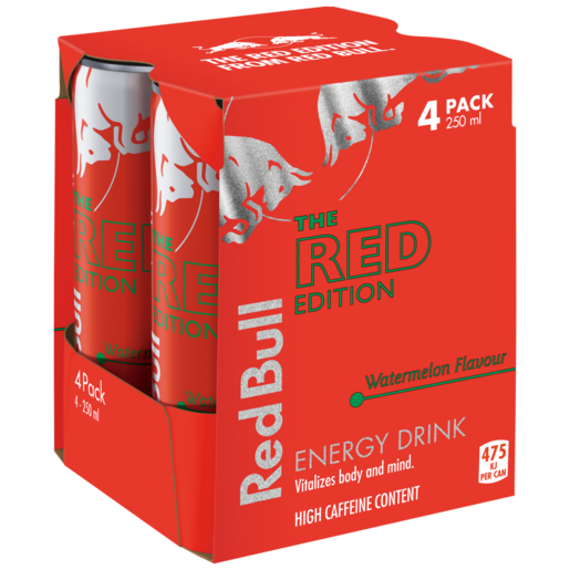 Red Bull The Red Edition Watermelon Flavour Energy Drink 4 x 250ml 