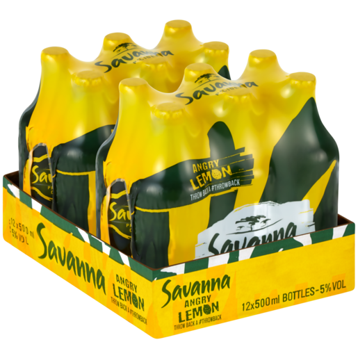 Savanna Angry Lemon Premium Cider Bottles 12 x 500ml
