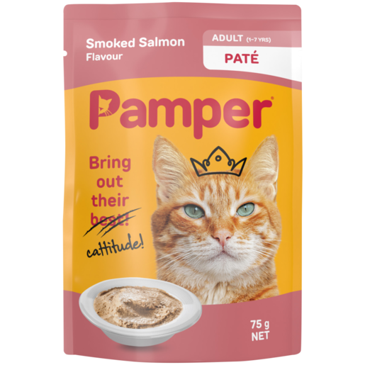 Pamper Smoked Salmon Flavoured Paté Cat Food 75g