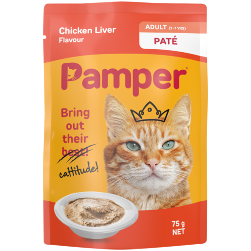 Pamper Chicken Liver Flavoured Pâté Cat Food 75g