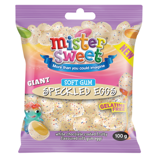 Mister Sweet Giant White Chocolate Soft Gum Speckled Eggs 100g