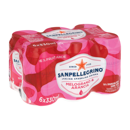Sanpellegrino Melograno & Arancia Orange & Pomegranate Flavoured Fruit Drink 6 x 330ml