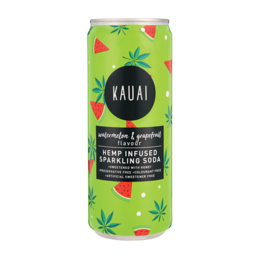Kauai Watermelon & Grape Fruit Flavoured Hemp Infused Sparkling Soda 330ml