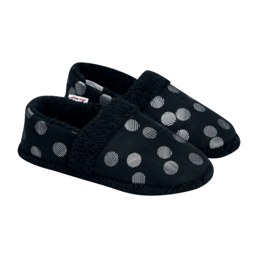 Ladies Black Slippers Michelle Close Back Size 3-8