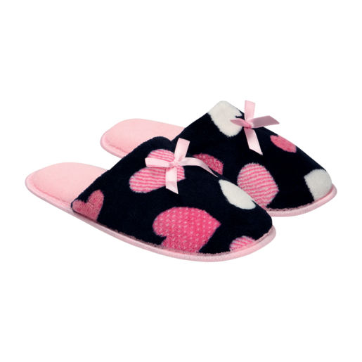 Assorted Ladies Hearts Slippers (Assorted Sizes - Single Pair)