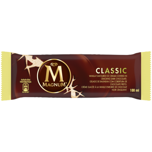 Ola Magnum Classic Vanilla Flavoured Ice Cream In Dark Chocolate 100ml