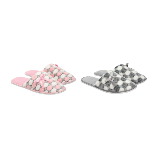 Assorted Ladies Dotted Mule Slippers Size 3-8 (Assorted Item - Supplied At Random)