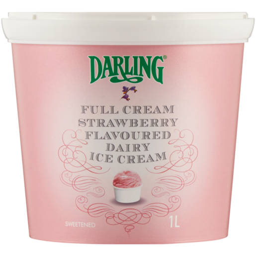 Darling Full Cream Strawberry Flavoured Ice Cream Tub 1L