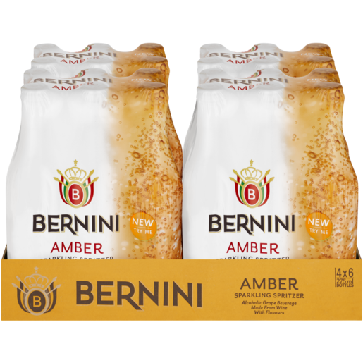 Bernini Amber Sparkling Grape Frizzante Bottles 24 x 275ml