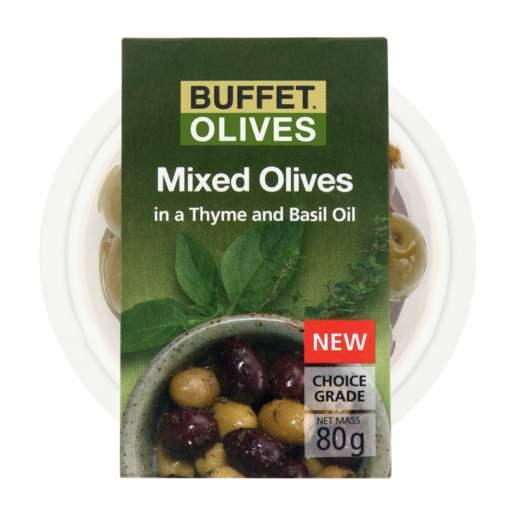 Buffet Mixed Olives In Thyme & Basil Oil 80g