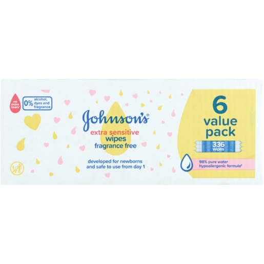 Johnson's Extra Sensitive Fragrance Free Baby Wipes 6 Pack