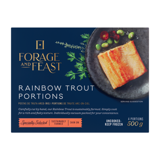 Forage And Feast Frozen Rainbow Trout Portions 500g