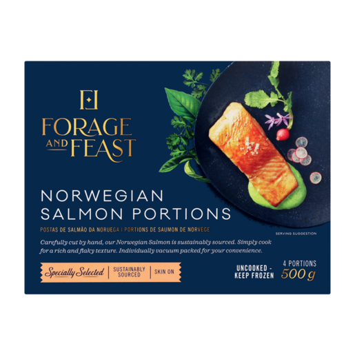 Forage And Feast Frozen Norwegian Salmon Portions 500g