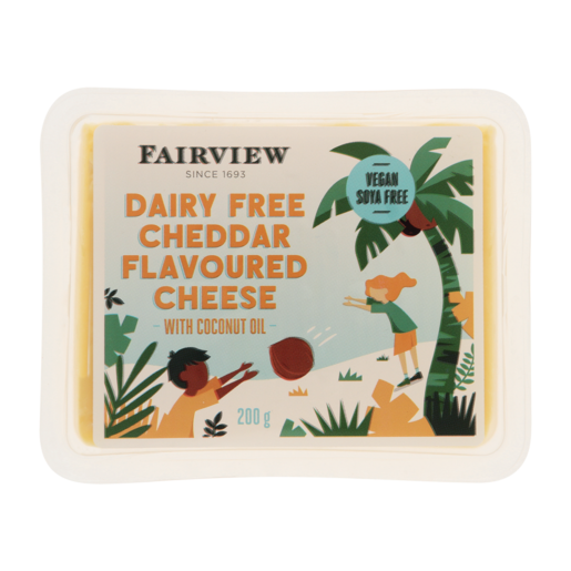 Fairview Dairy Free Cheddar Flavoured Cheese With Coconut Oil 200g