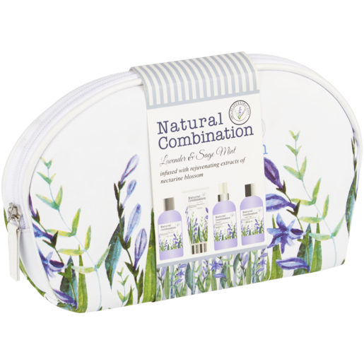 Natural Combination Lavender & Sage Mint Ladies Cosmetic Bag Gift Set 5 Piece
