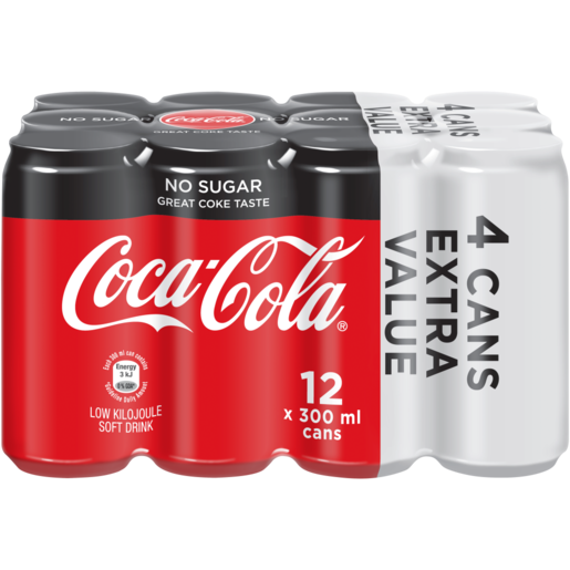 Coca-Cola No Sugar Soft Drink Cans 12 x 300ml
