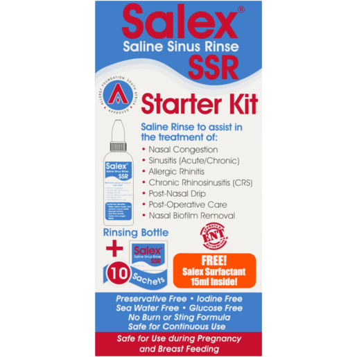 Salex Saline Sinus Rinse Starter Kit Sachets 10 x 1.6g