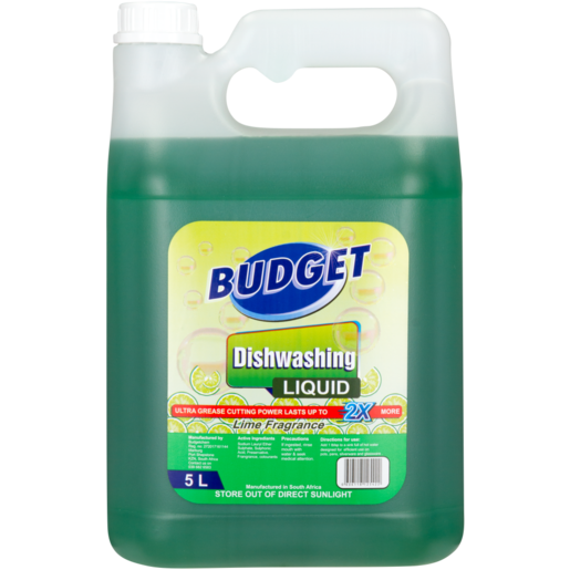 Budget Lime Fragranced Dishwashing Liquid Bottle 5L