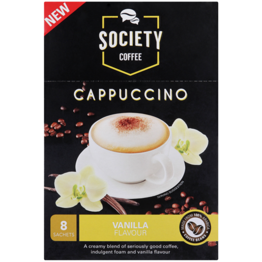 Society Coffee Cappuccino Vanilla Flavour 8 Pack