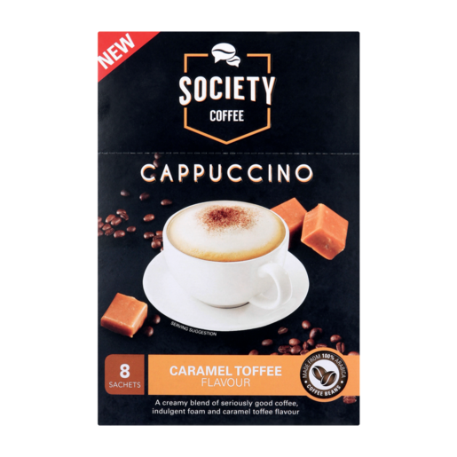 Society Coffee Cappuccino Caramel Toffee Flavour 8 Pack
