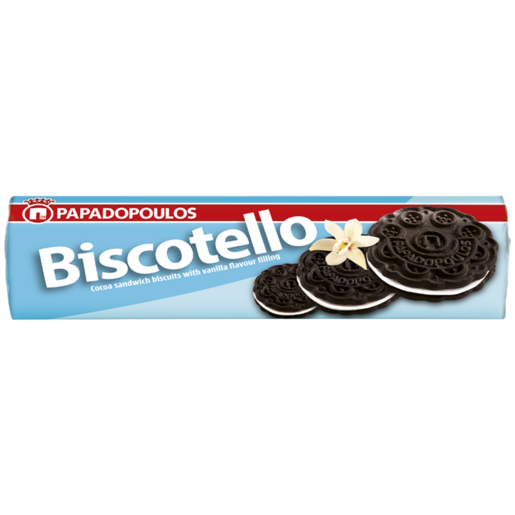 Papadopoulos Biscotello Cocoa Sandwich Biscuits with Vanilla Flavour Filling 200g 