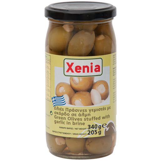 Xenia Green Olives Stuffed with Garlic in Brine 340g 