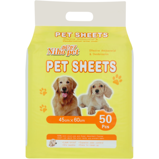 Niho Pet Anti-Bacterial Absorbent Pet Sheets 50 Pack