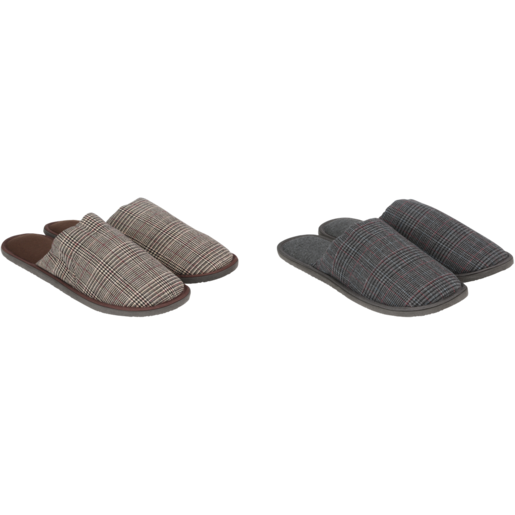 Mens Hotel Check Slippers Size 6-11 (Assorted Sizes - Single Pair)