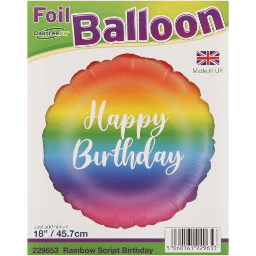 Oaktree Rainbow Happy Birthday Foil Balloon 45.7cm