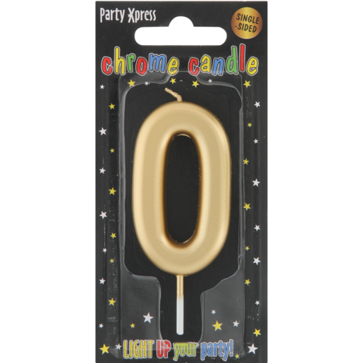 Party Xpress Metallic Gold Number 0 Chrome Candle