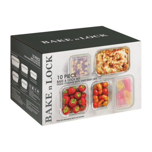 Bake n Lock Food Storage with Easy Snap Lids Set 10 Piece