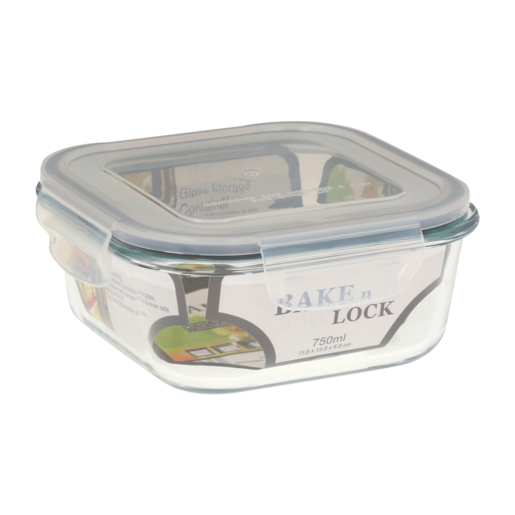 Bake n Lock Square Glass Storage Container 750ml