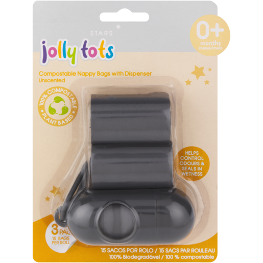 Jolly Tots Compostable Nappy Bags With Dispenser
