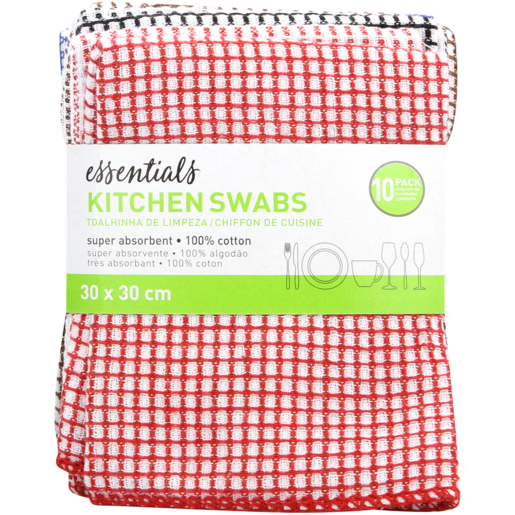 Essentials Kitchen Swabs 10 Pack (Colour May Vary)