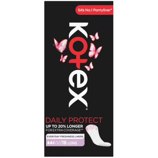 Kotex Unscented Long Pantyliners 16 Pack