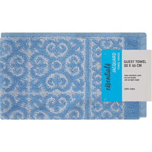 Essentials Jacquard Blue Guest Towel 30 x 50cm