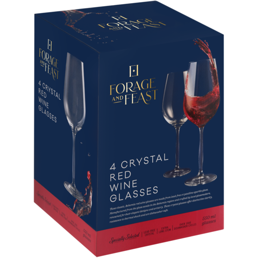 Forage And Feast Crystal Red Wine Glass Set 4 Piece