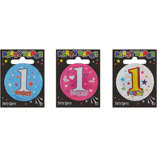 Party Xpress Small 1st Birthday Badge (Assorted Item - Supplied At Random)