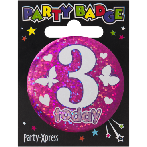 Party Xpress Small 3rd Birthday Badge (Colour May Vary)