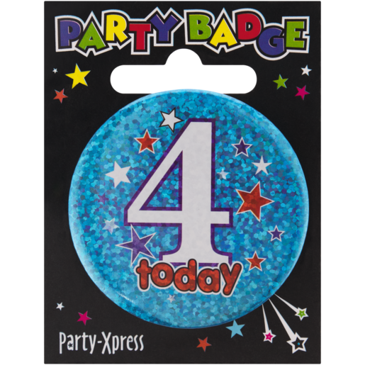 Party Xpress 4th Birthday Badge Small (Assorted Item - Supplied At Random)