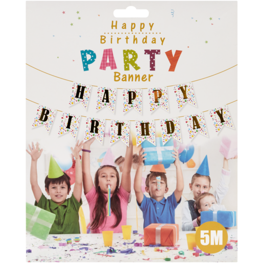 Party Xpress Gold Happy Birthday Confetti Bunting 5m