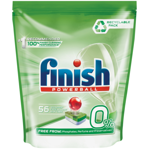 Finish Powerball All-In-One Wrapper Free Auto Dishwashing Max Tabs 56 Pack